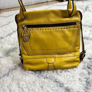 orYANY Yellow Crossbody Bag with Stud Accents / leather